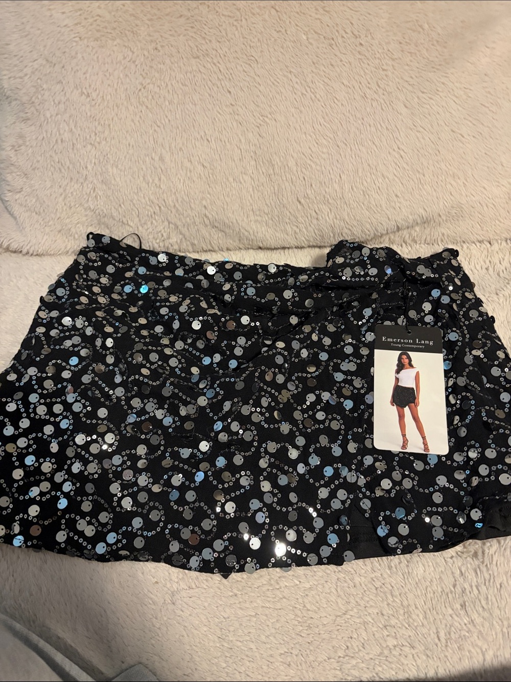 Emerson Lake Black Sequin Mini Skirt